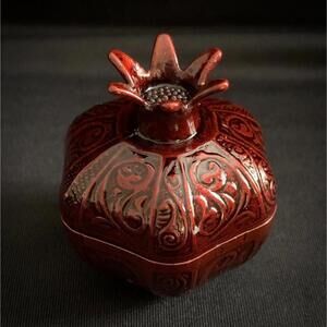 Pomegranate Trinket Boxes Acar ISO 9001 Lot Of 2 Burgundy/Red Dish Bowl Turkish